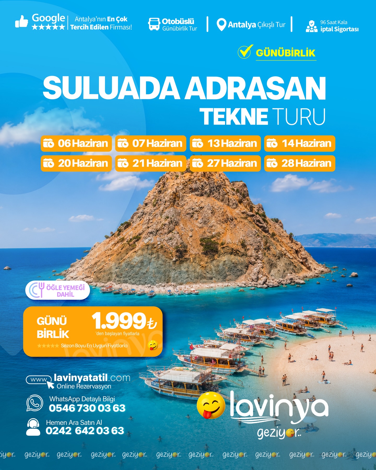 Lavinyatatil.com Facebook ad: ANTALYA’NIN MALDİVLERİ: SULUADA & ADRASAN TEKNE TURU