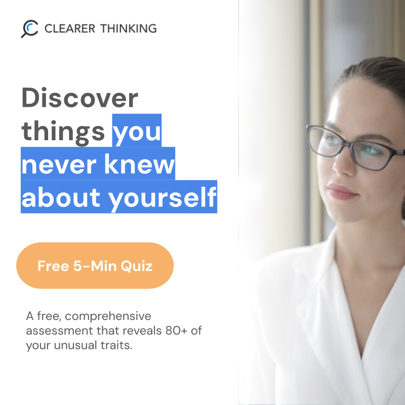 ClearerThinking.org Facebook ad: Discover Your Rare Traits