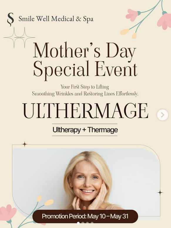Smile Well Medical & Spa Facebook ad: Mother’s Day Special: Lift + Tighten + Contour