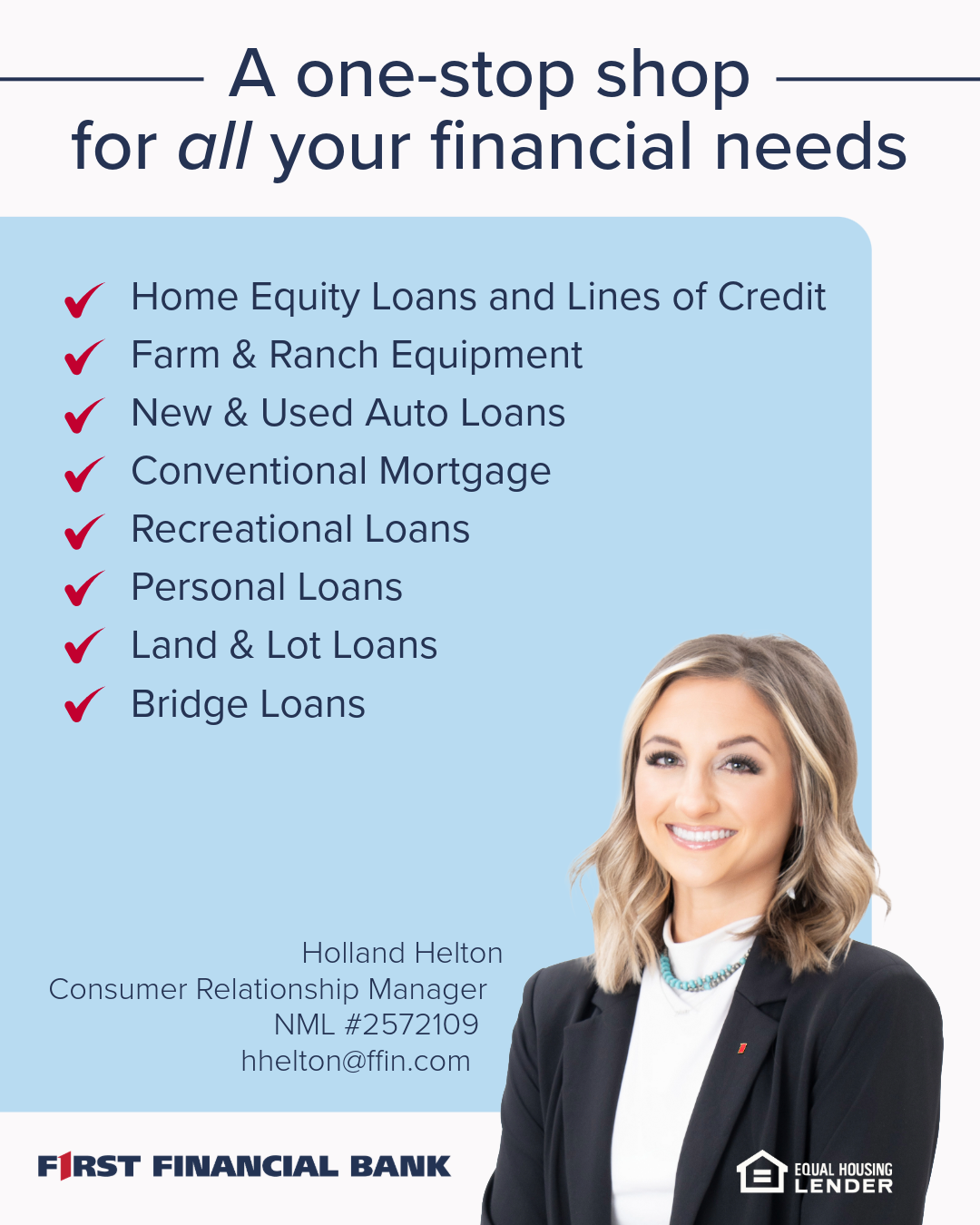 First Financial Bank Texas Facebook ad: Personal Borrowing