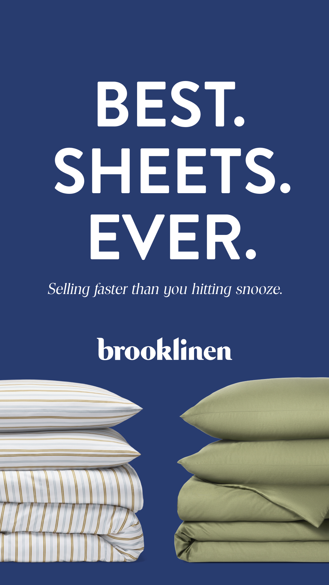 Brooklinen Facebook ad: IYKYK: Brooklinen = BEST. SHEETS. EVER.