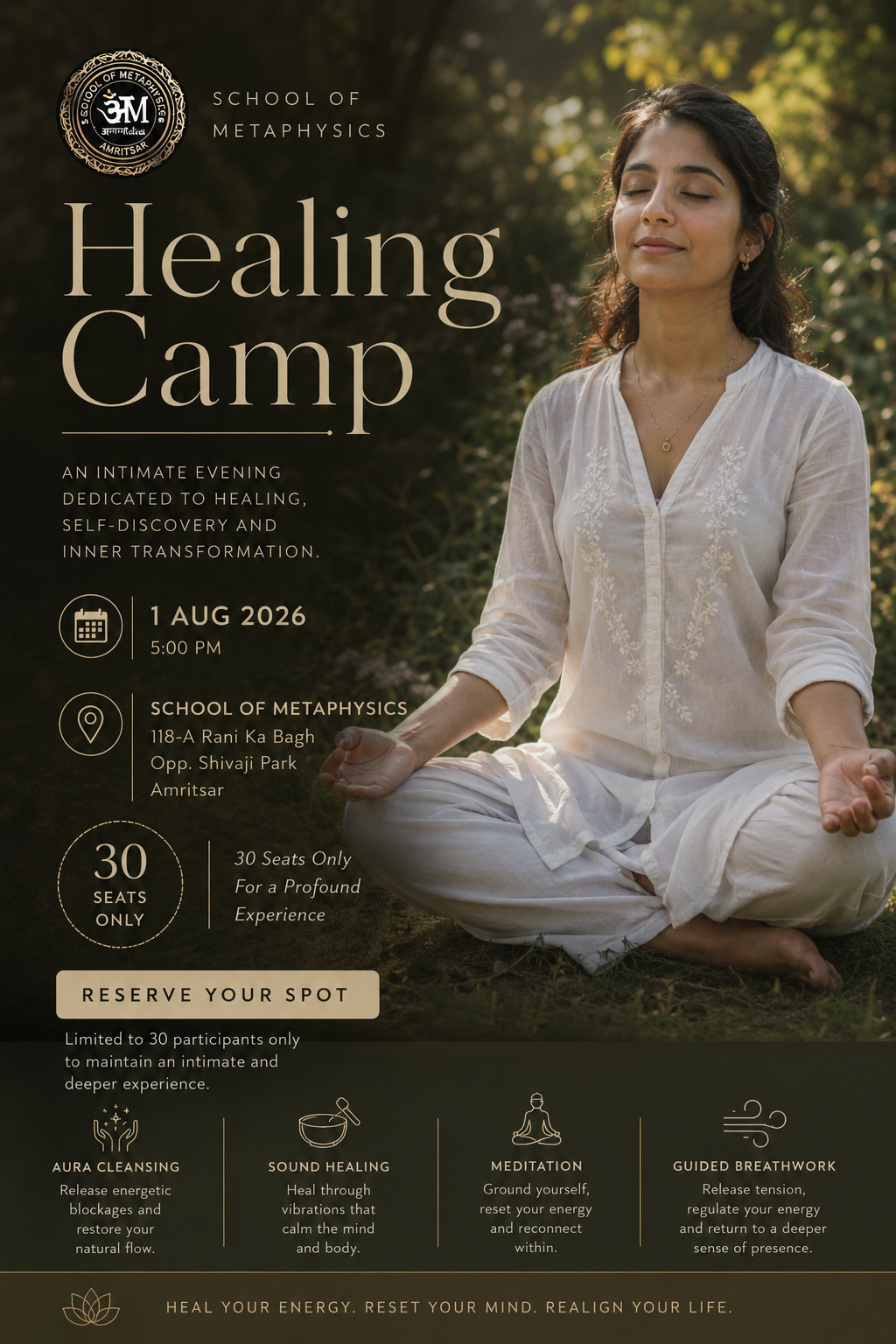 School of Metaphysics Facebook ad: Experience Energy Healing for Just ₹499
