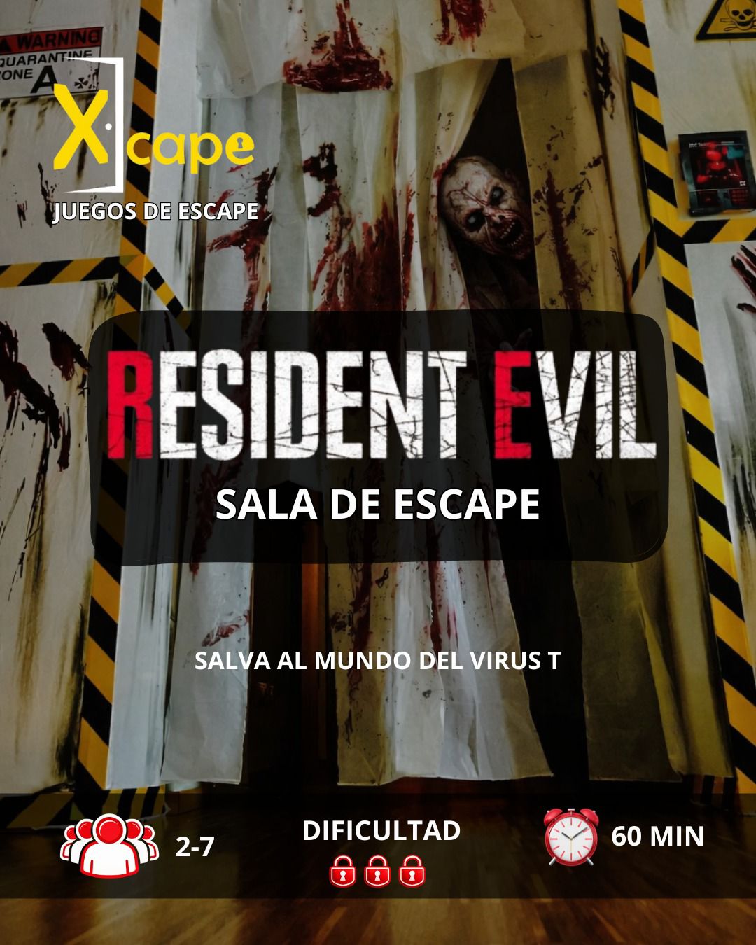 Xcape Juegos de Escape - Escape rooms Facebook ad: No es una película. ¡Son zombies en Xcape!