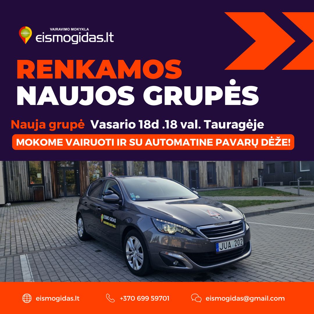 Eismo Gidas Facebook ad: Atidarome REGISTRACIJAS į naujas B kategorijos teorijos ir…