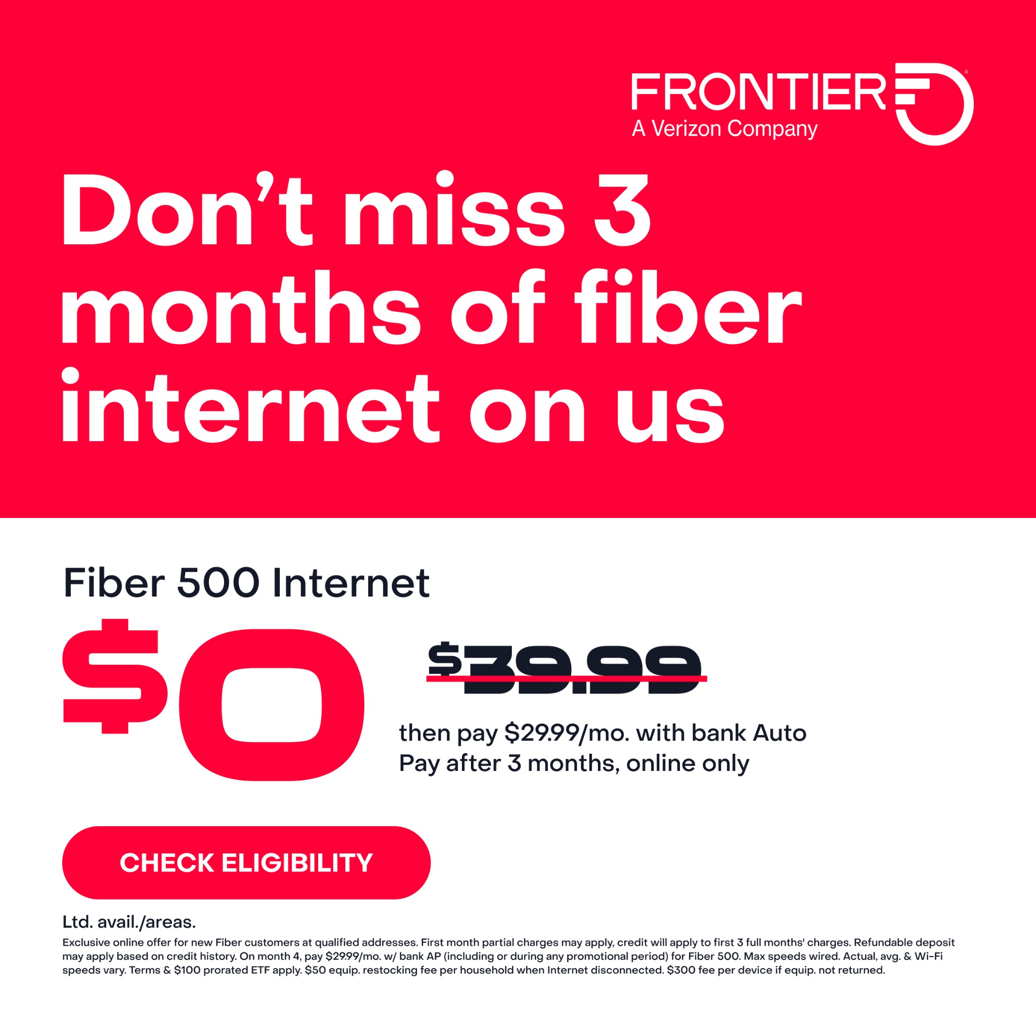 Frontier Internet Facebook ad