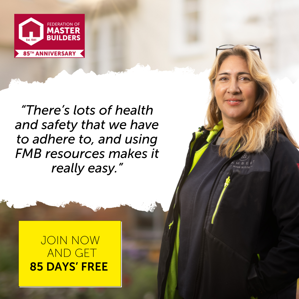 Federation of Master Builders Facebook ad: Join now and get 85 days free!