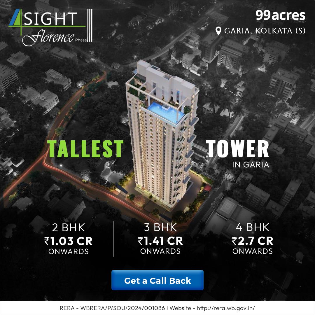 99acres Kolkata Facebook ad: 2, 3 & 4 BHK Apartment starting ₹1.03 Cr Onw.