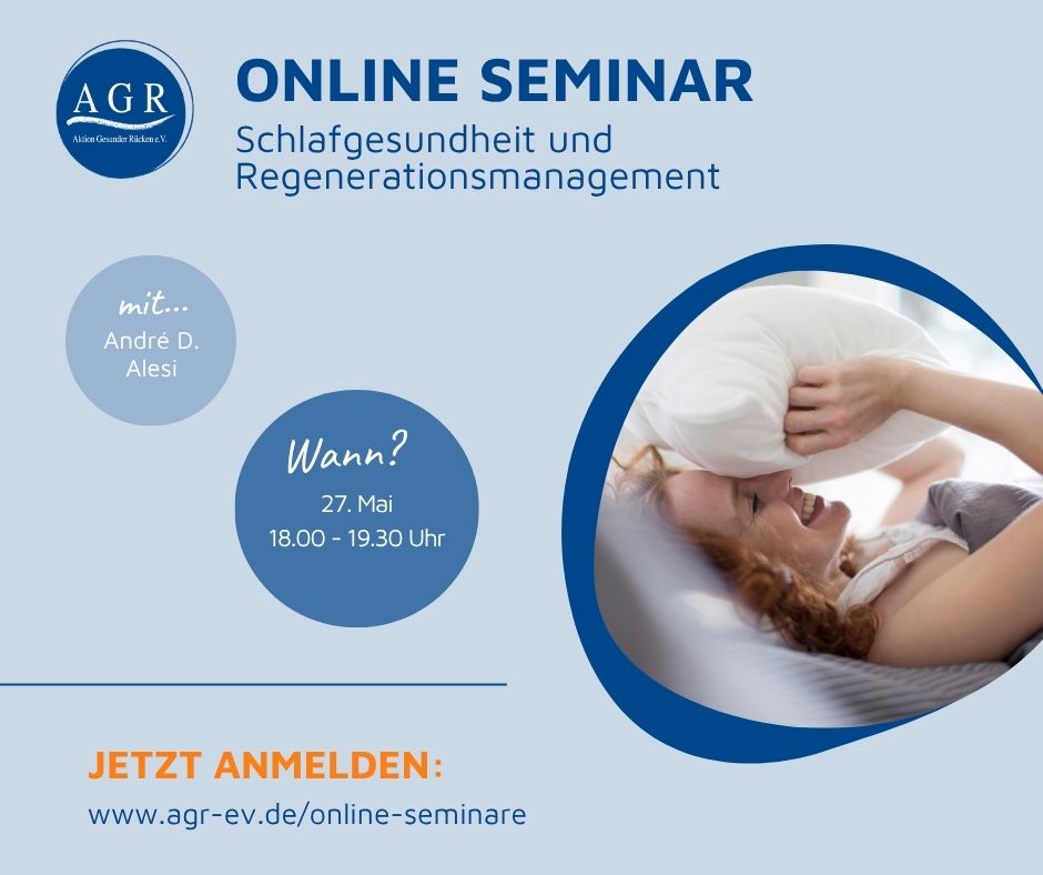 Aktion Gesunder Rücken (AGR) e.V. Facebook ad: Schlaf ist mehr als Erholung, er ist die…