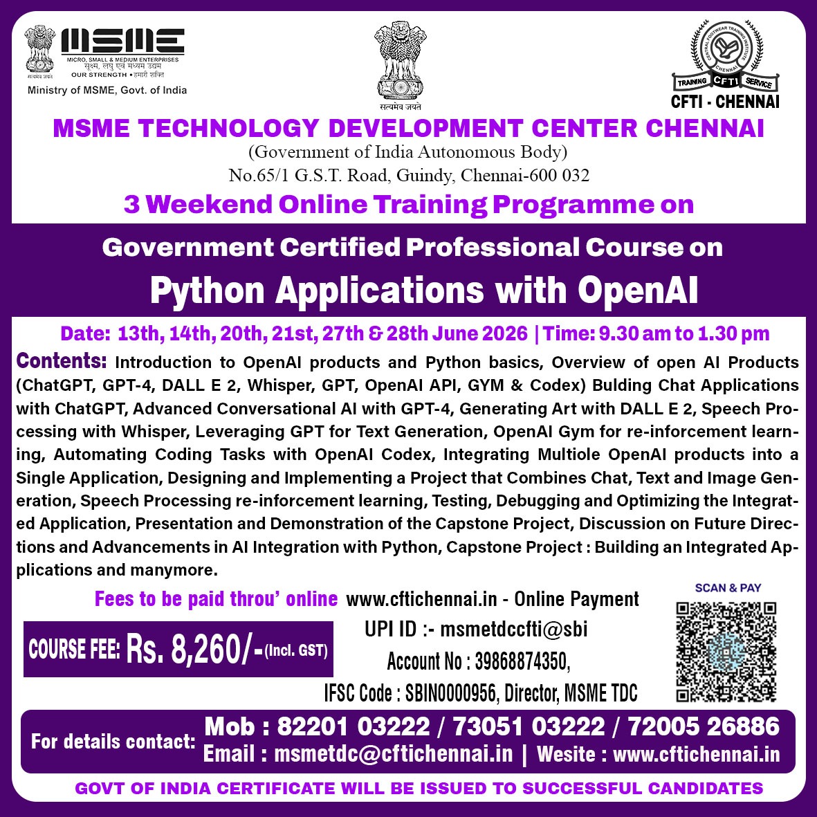 MSME TDC Facebook ad: Next Batch Starts on 13th June 2026