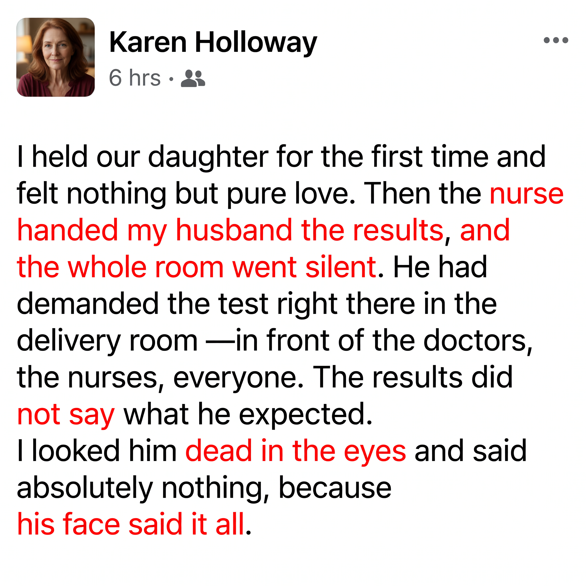 WOW Daily Facebook ad: My Husband Insisted On A Paternity Test In The Delivery…