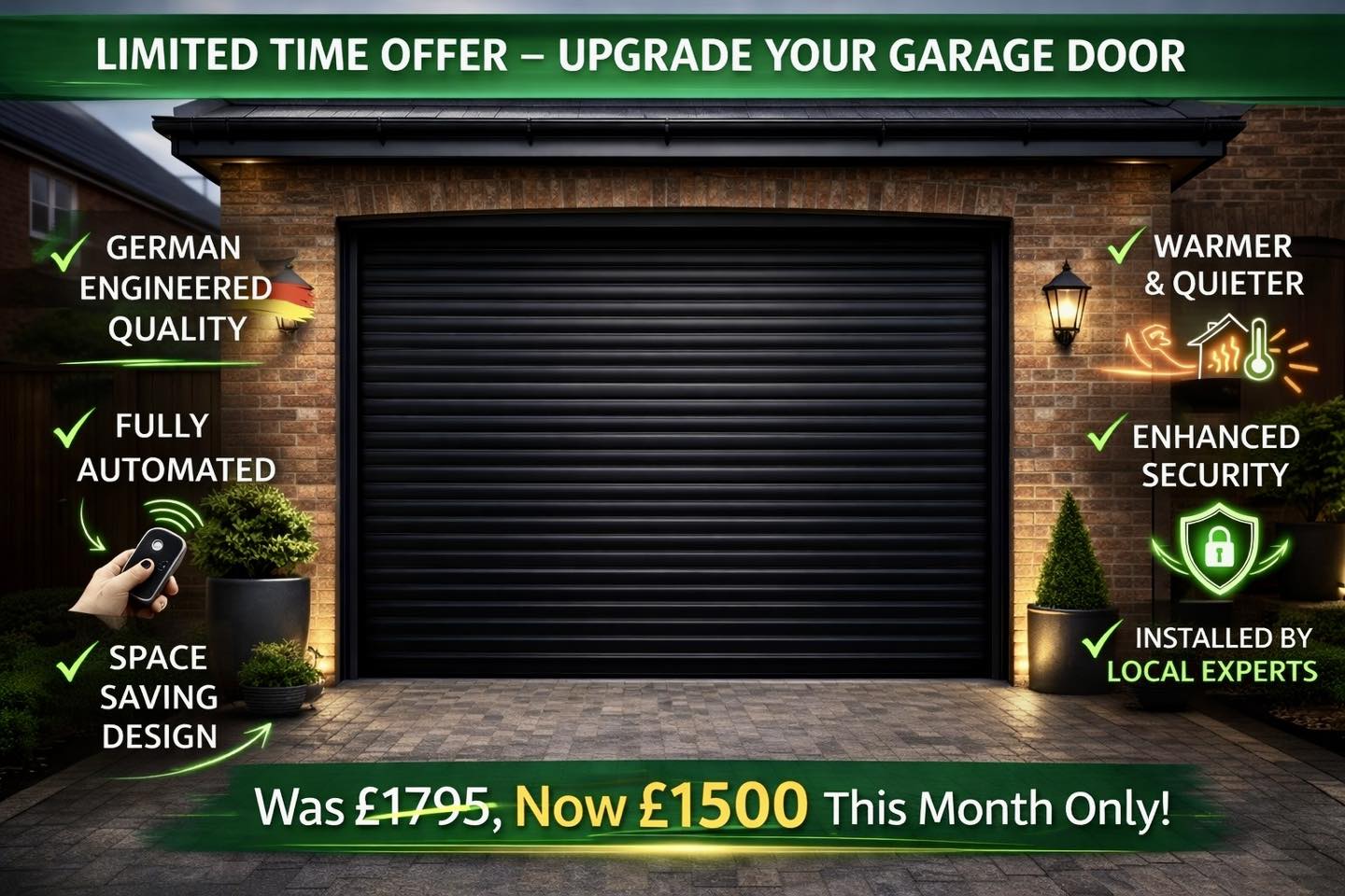 DG Doors and Windows Facebook ad: MARCH SPECIAL OFFER, UPGRADE YOUR GARAGE DOOR TODAY!
