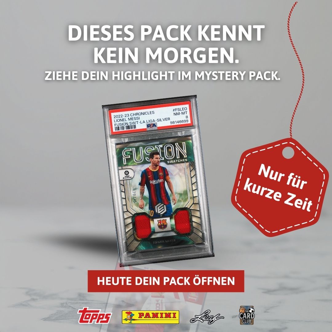 The Card Club Facebook ad: Messi oder Ronaldo in JEDEM Pack