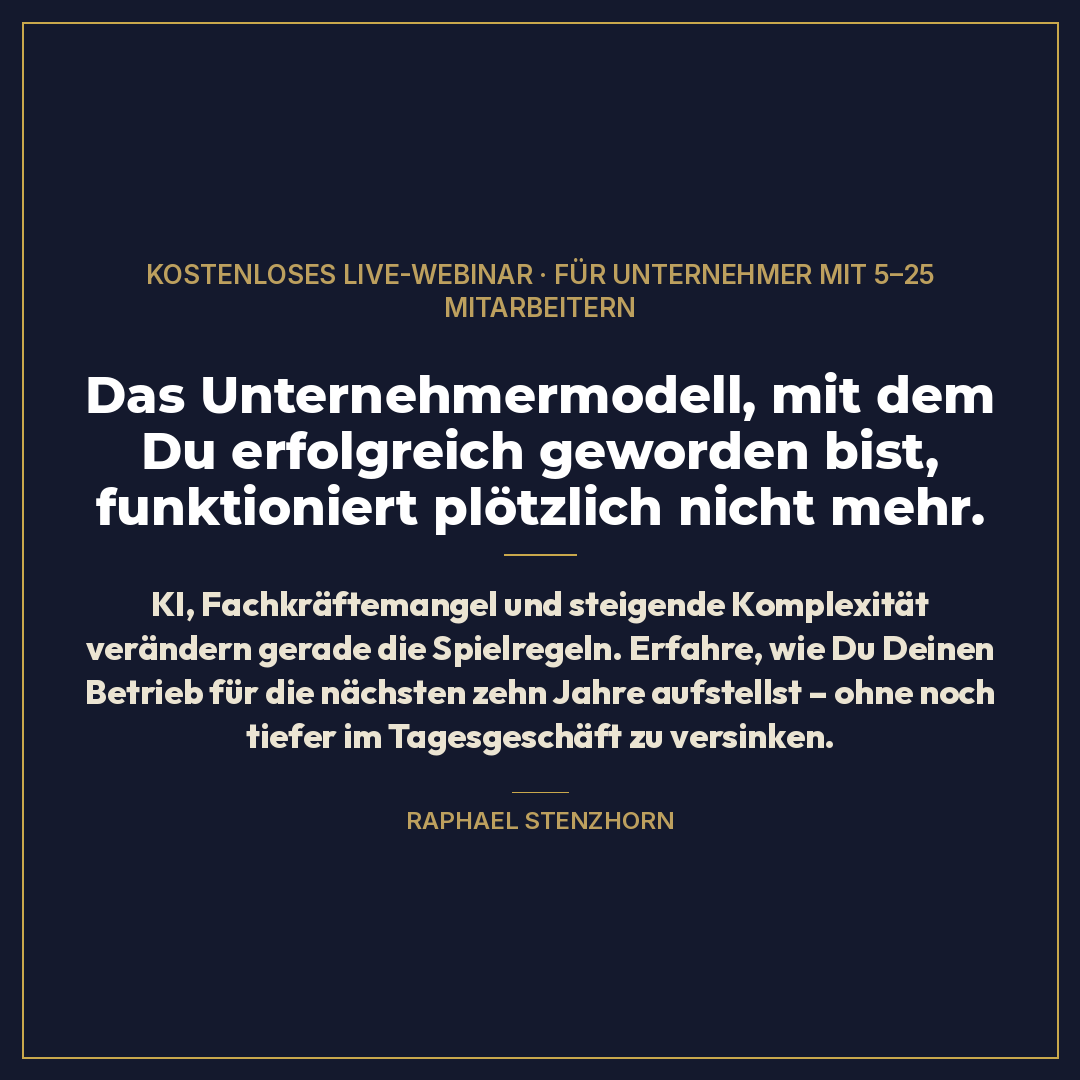 Raphael Stenzhorn - Werde vom Selbstständigen zum Unternehmer Facebook ad: 1.000+ zufriedene Kunden