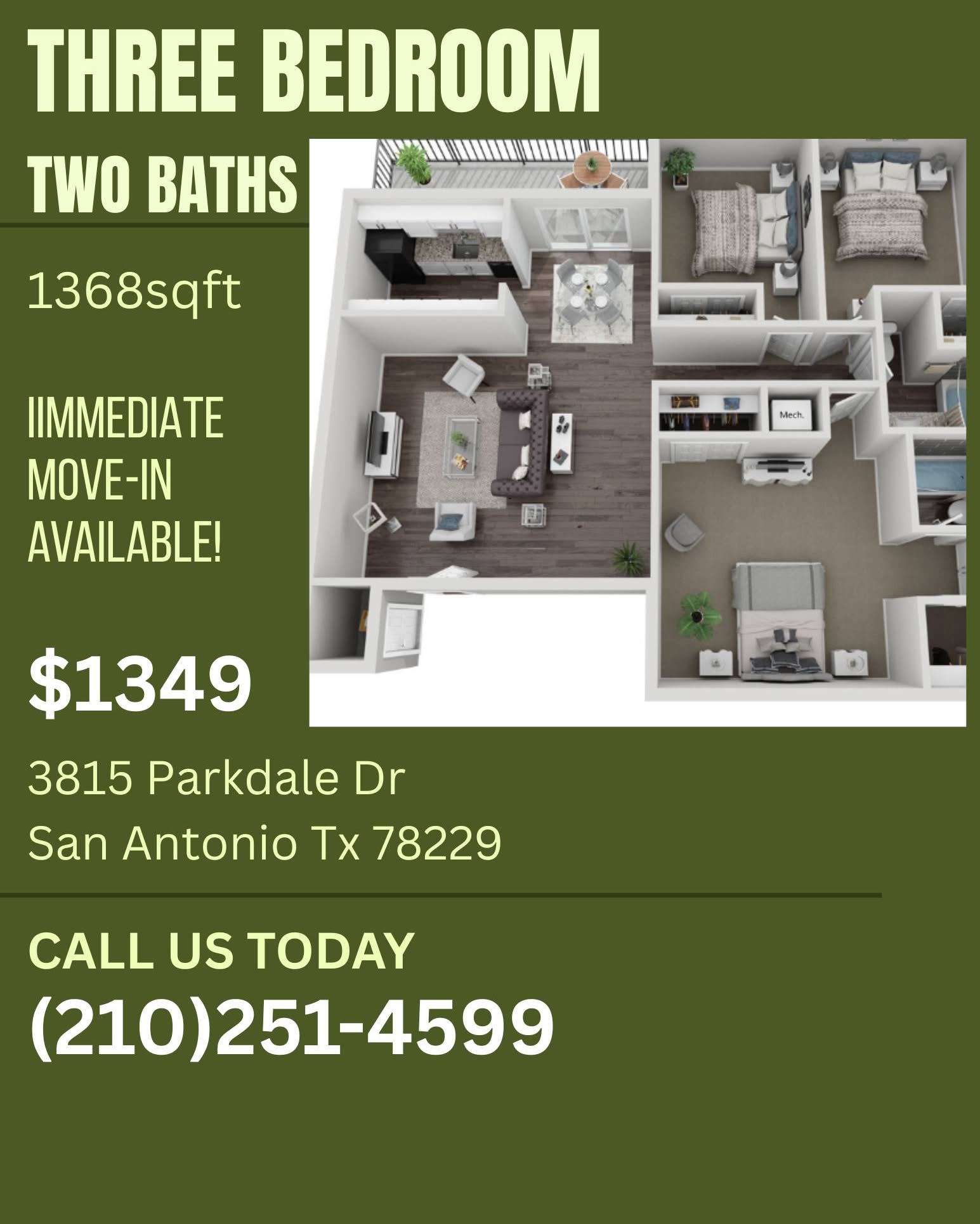 America Guevara Facebook ad: 3 Beds 2 Baths Apartment