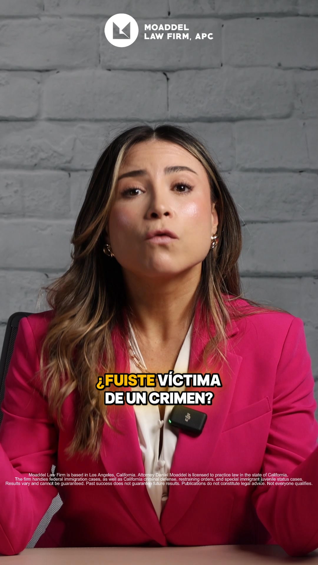 Moaddel Law Firm Facebook ad: ¿Víctima de un crimen? Obtén tu Visa U