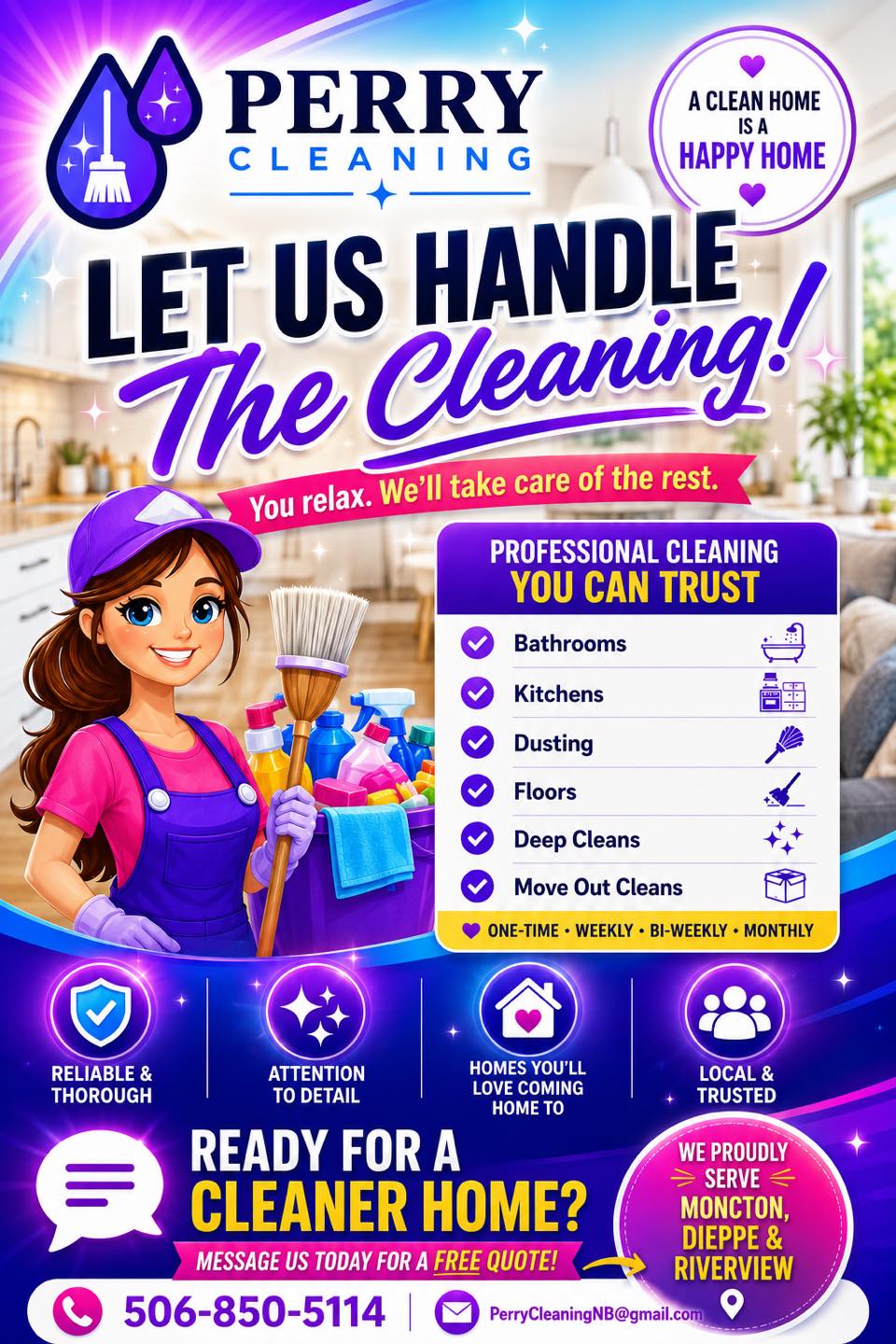 Perry Cleaning Facebook ad: Your home deserves that fresh-clean feeling We are…