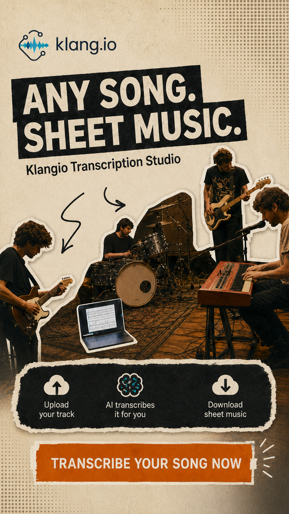 Klangio - Focus on the Music Facebook ad: From Track to Rehearsal