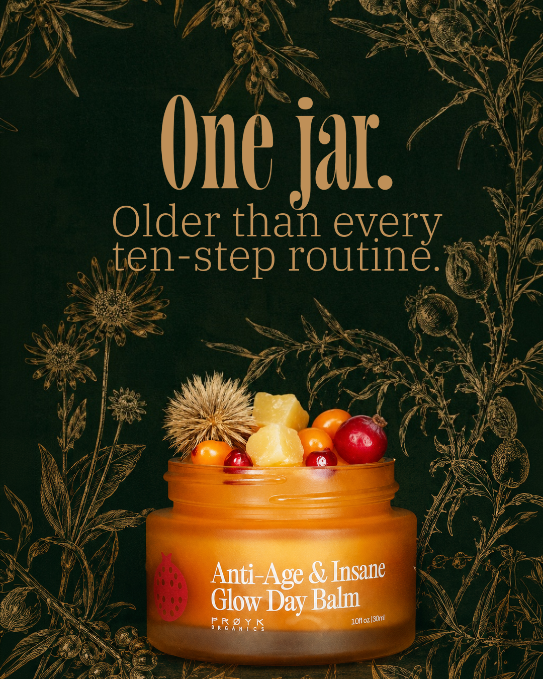 Frøya Organics Facebook ad: Ancient Ritual. Modern Skin.
