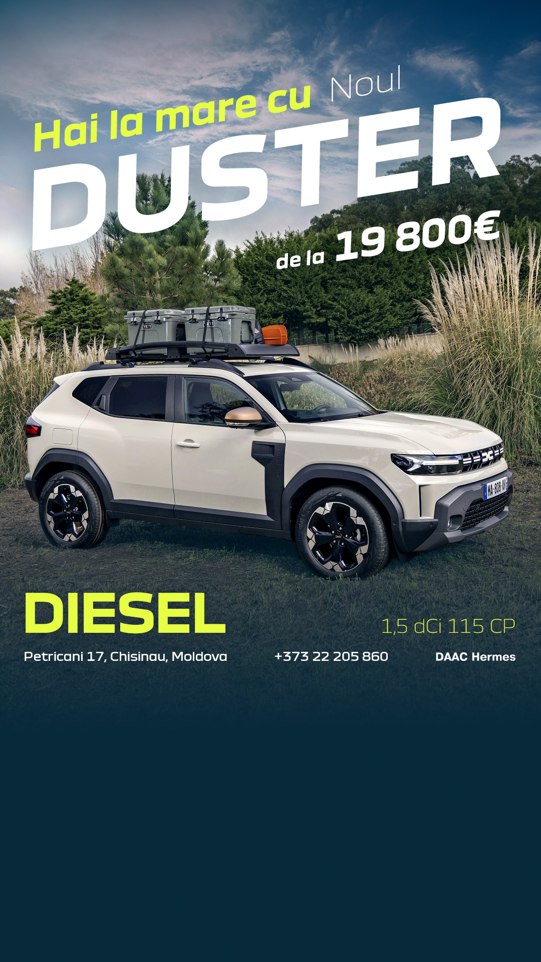 DACIA Moldova Facebook ad: Disponibil de la 19 800 € în Moldova