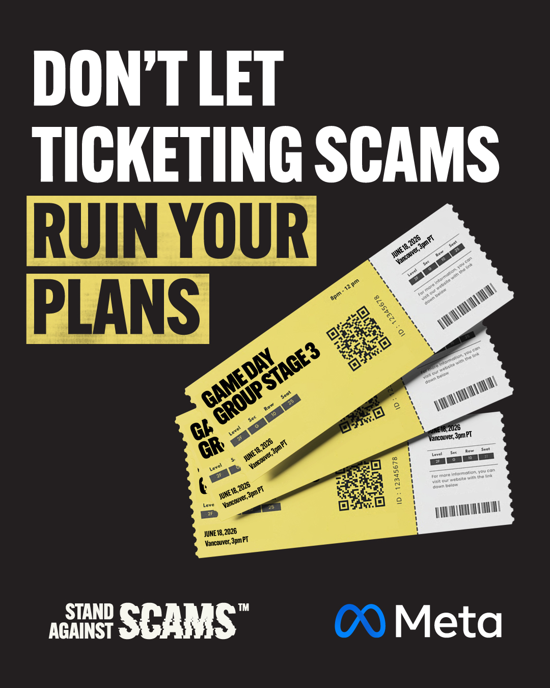 Stand Against Scams - Ensemble Contre La Fraude Facebook ad from May 28, 2026