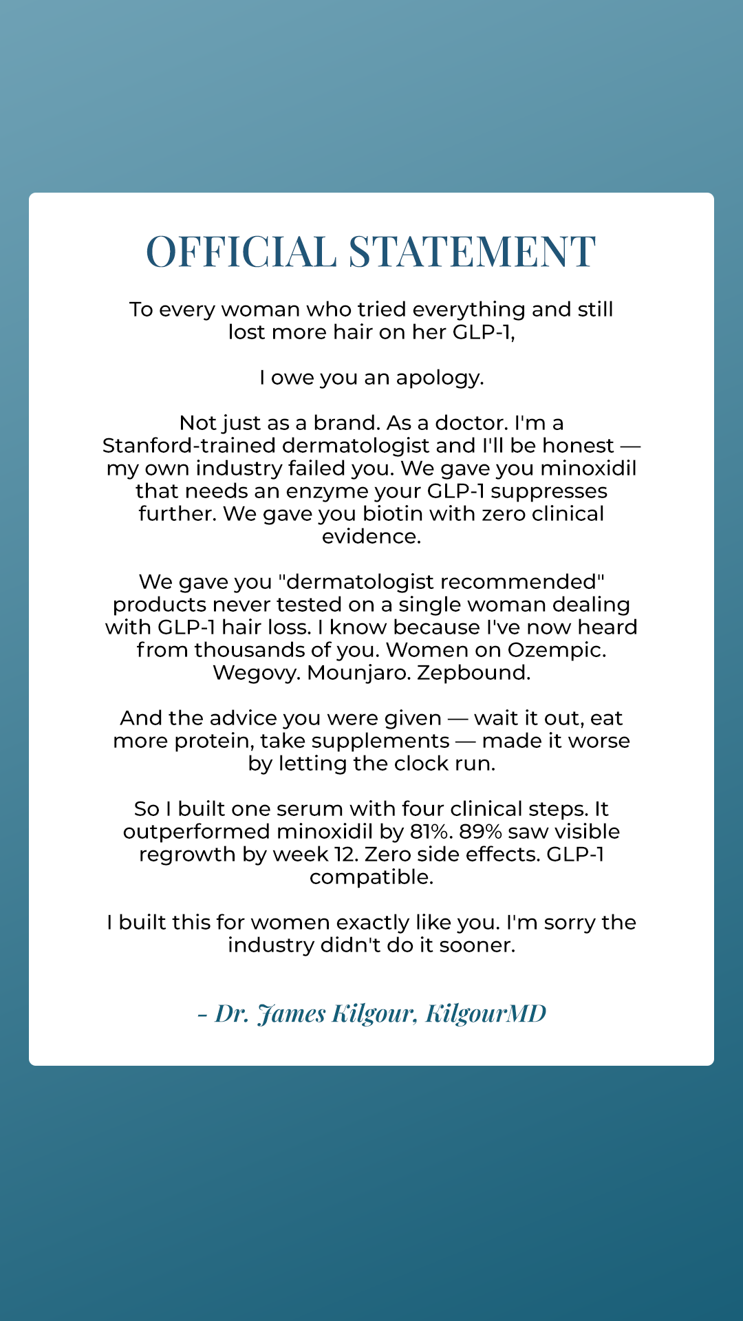 James Kilgour, MD Facebook ad