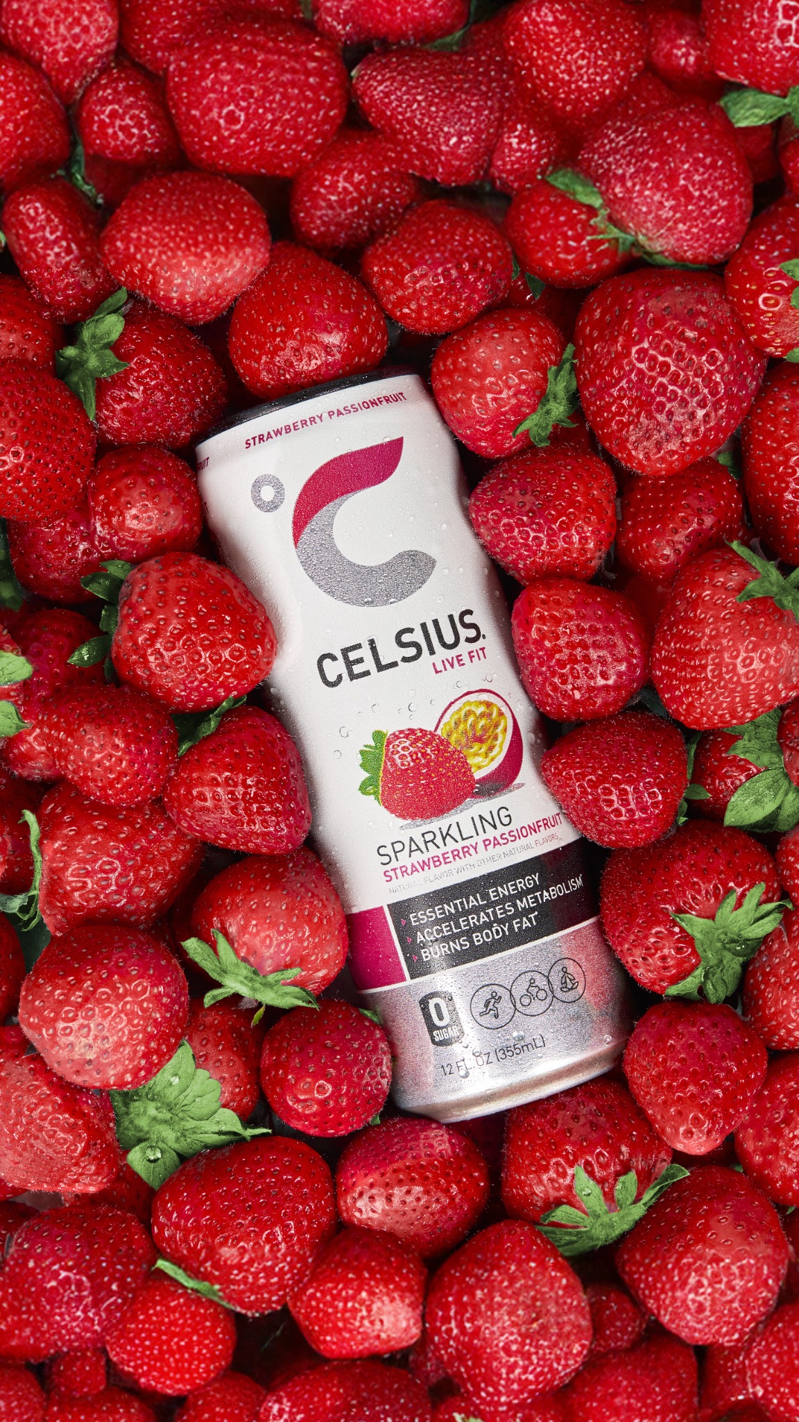 CELSIUS Facebook ad: Strawberry Passionfruit