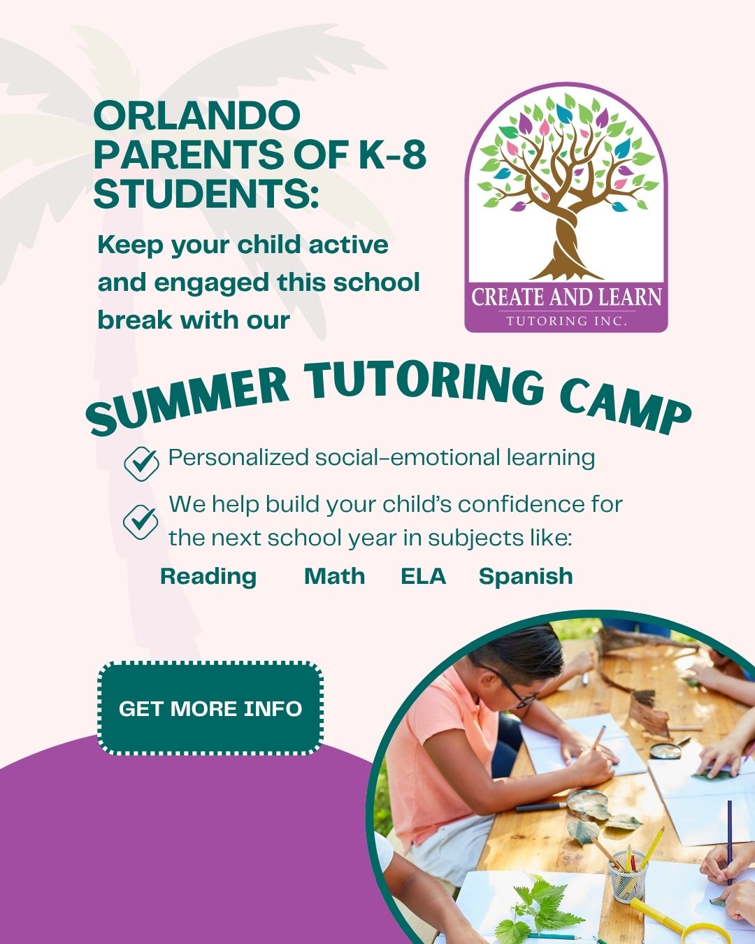 Create and Learn Tutoring Facebook ad