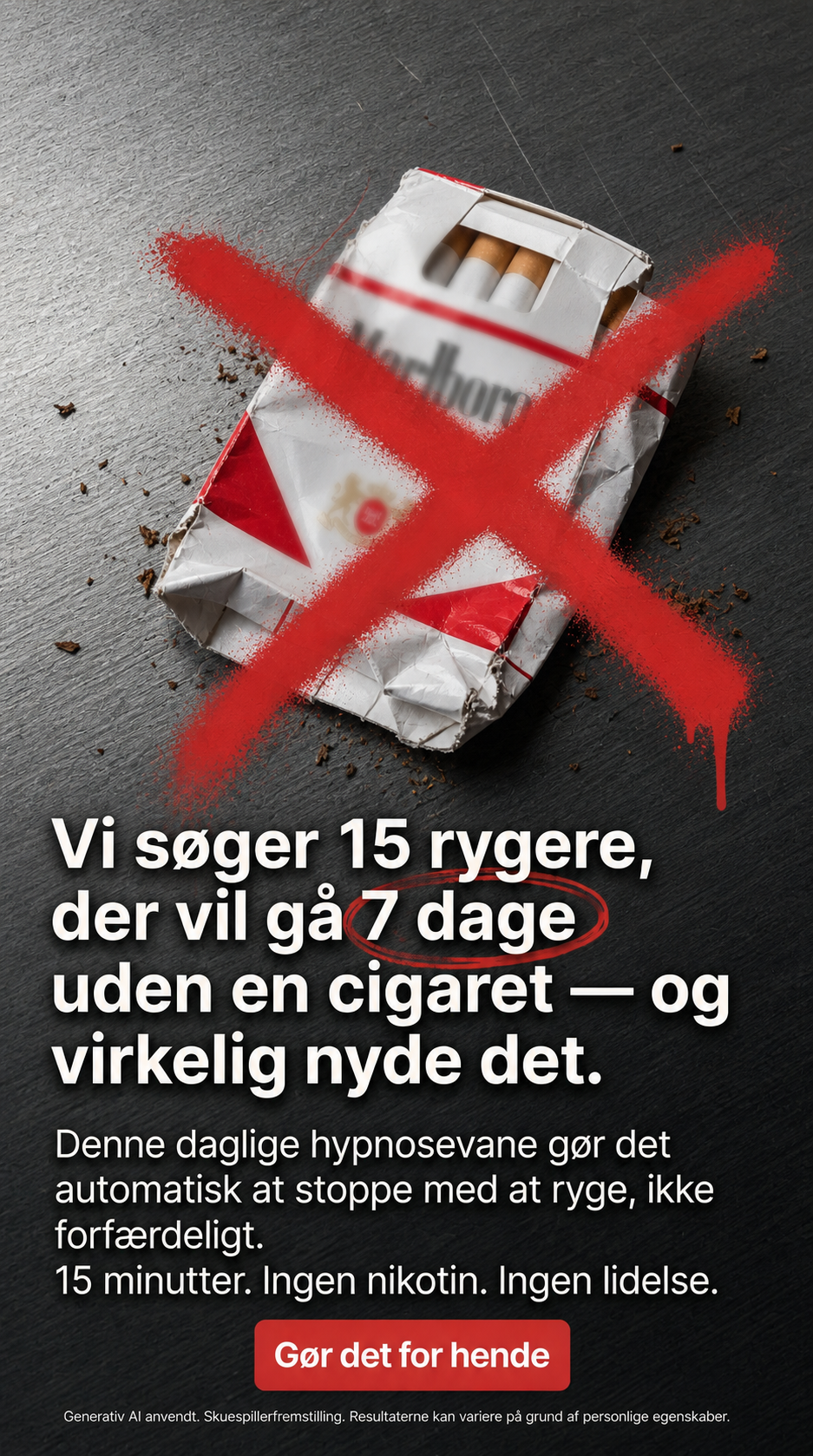 Hypnosis to Stop Smoking Facebook ad