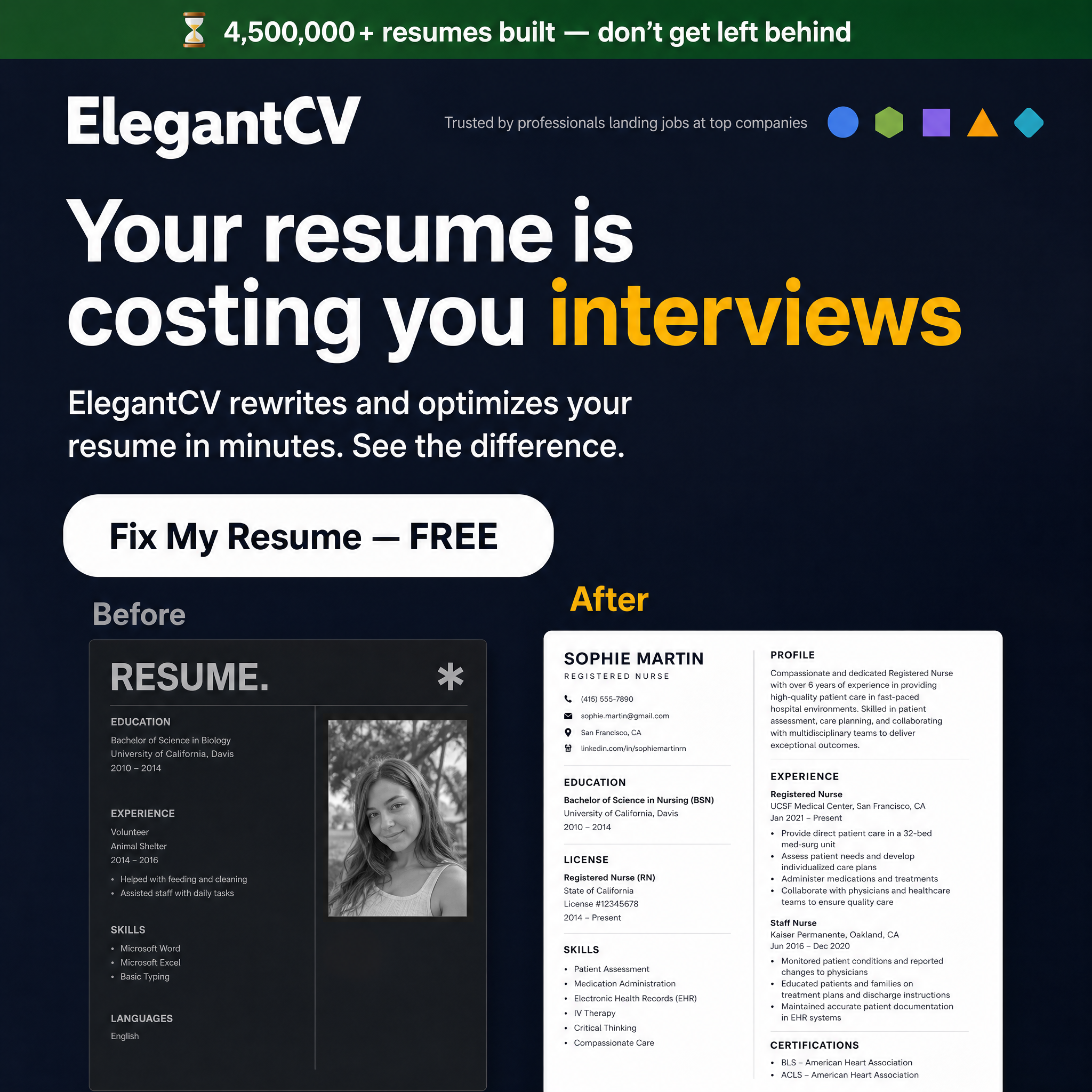Elegant CV Facebook ad