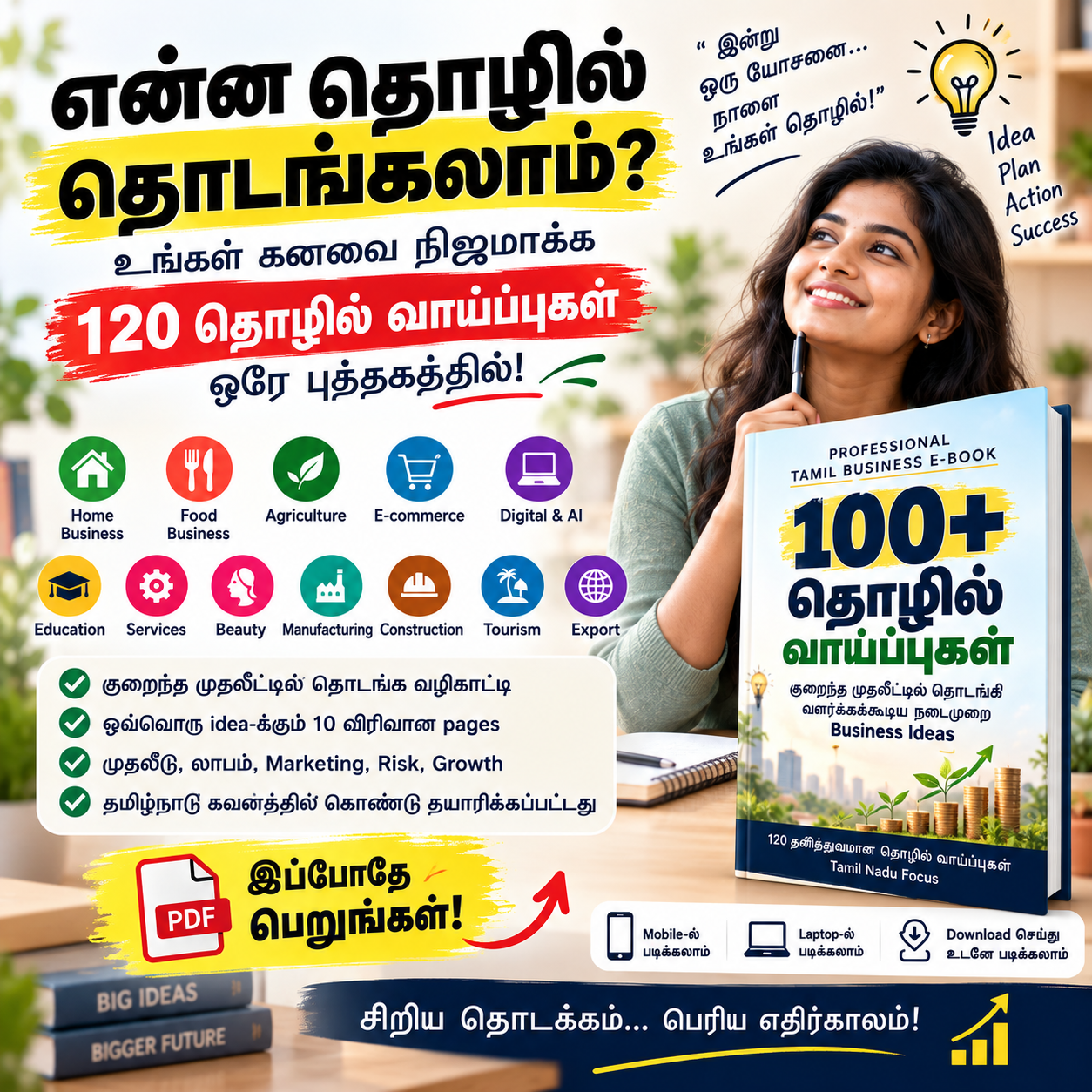Chanto Books Facebook ad: 120 Business Ideas, உங்கள் தொழிலை இன்று தேர்வு செய்யுங்கள்