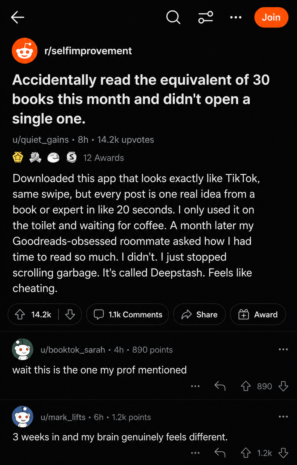 Deepstash Facebook ad