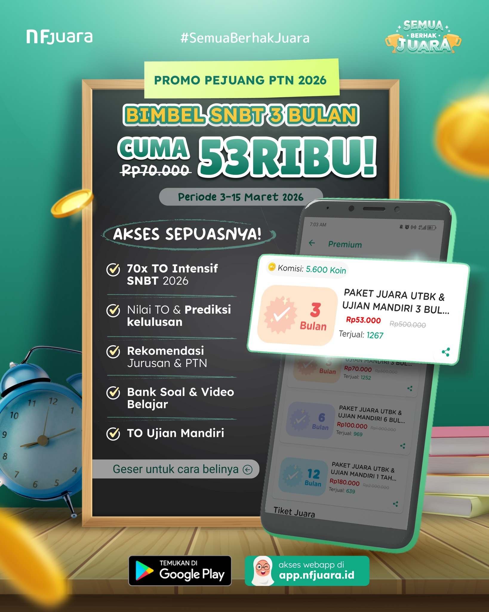 NF Juara Facebook ad: PROMO Pejuang PTN 2026 Bimbel SNBT 3 Bulan…
