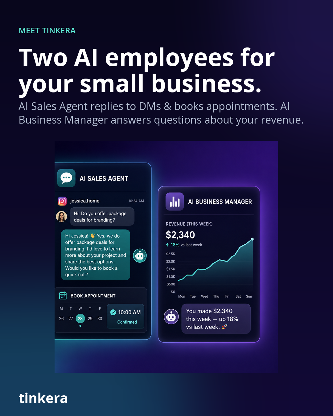 Tinkera Facebook ad: Swipe to see how Tinkera runs your front…