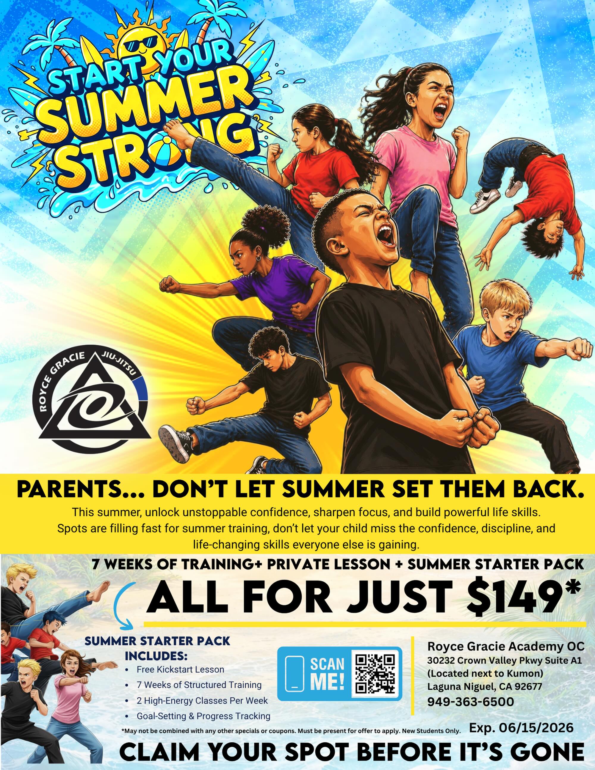 Royce Gracie JiuJitsu Academy OC Facebook ad: Summer Program for $149