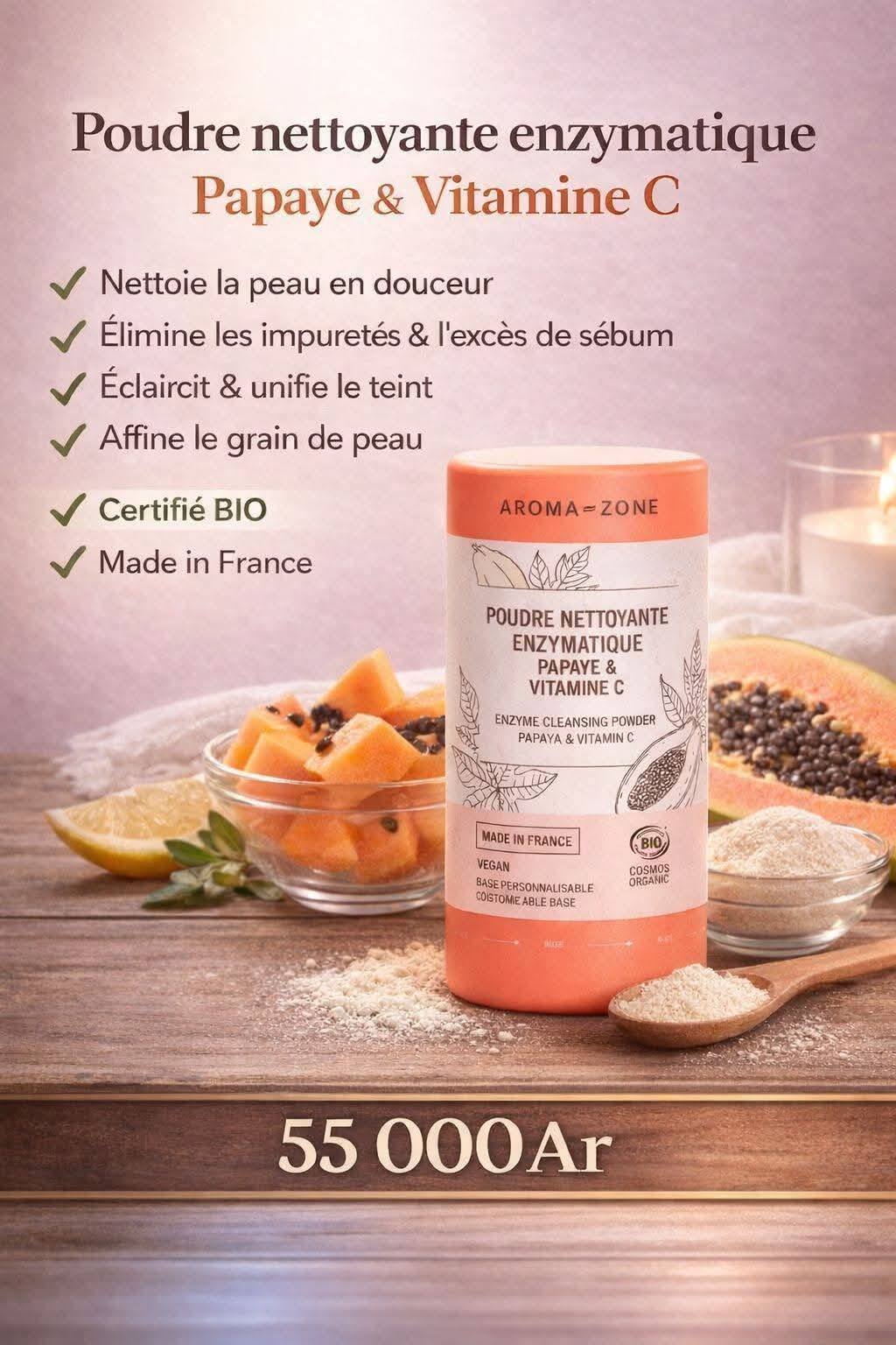 Global Cosmetiques Facebook ad: Les soins Aroma-Zone sont arrivés!