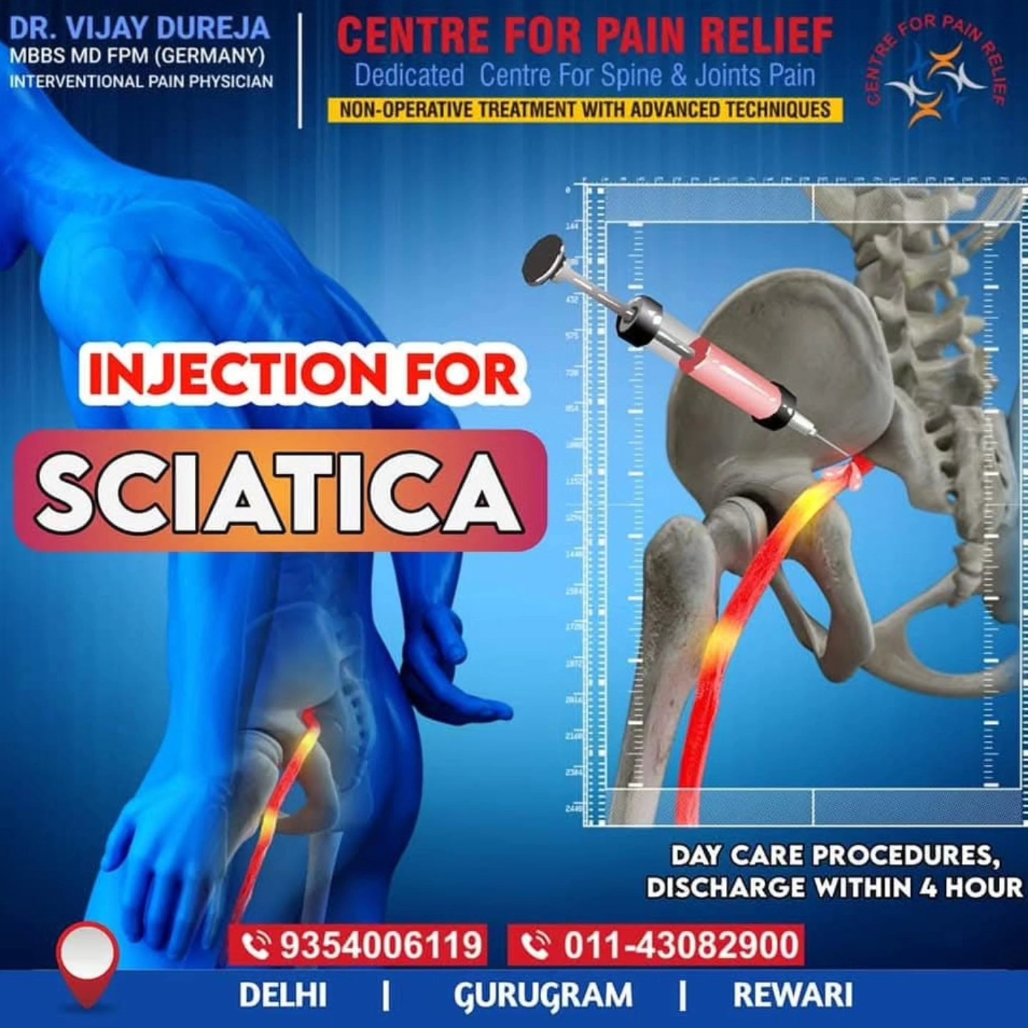 Centre For Pain Relief Facebook ad: NON SURGICAL TREATMENT FOR SCIATICA, CERVICAL…
