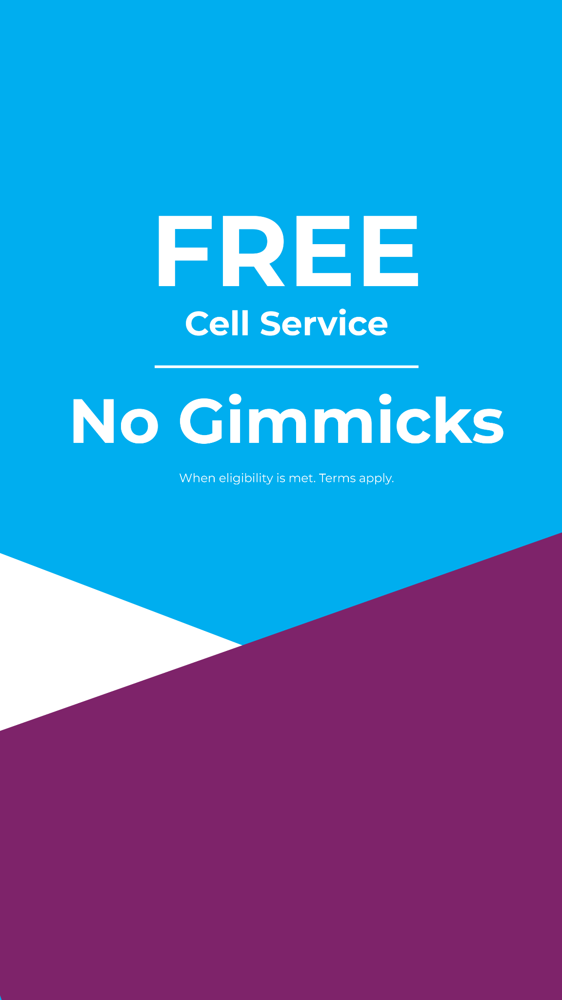 Assurance Wireless Facebook ad: Connect for FREE. For Real.