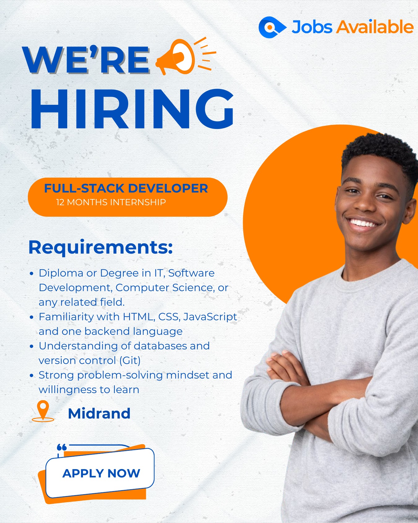 Jobs Available Africa Facebook ad: We’re Hiring | Full-Stack Developer Intern