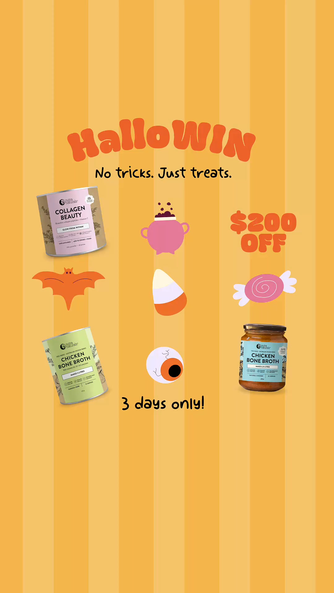 Nutra Naturals Facebook ad: No Tricks, Only Treats 3 Days Only!
