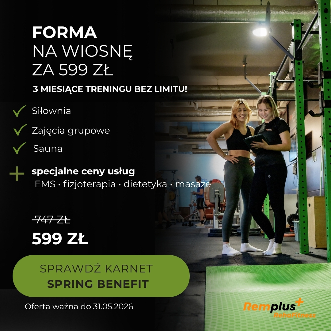 Remplus RehaFitness Facebook ad: 𝗞𝗔𝗥𝗡𝗘𝗧 WIOSNA już w sprzedaży!
