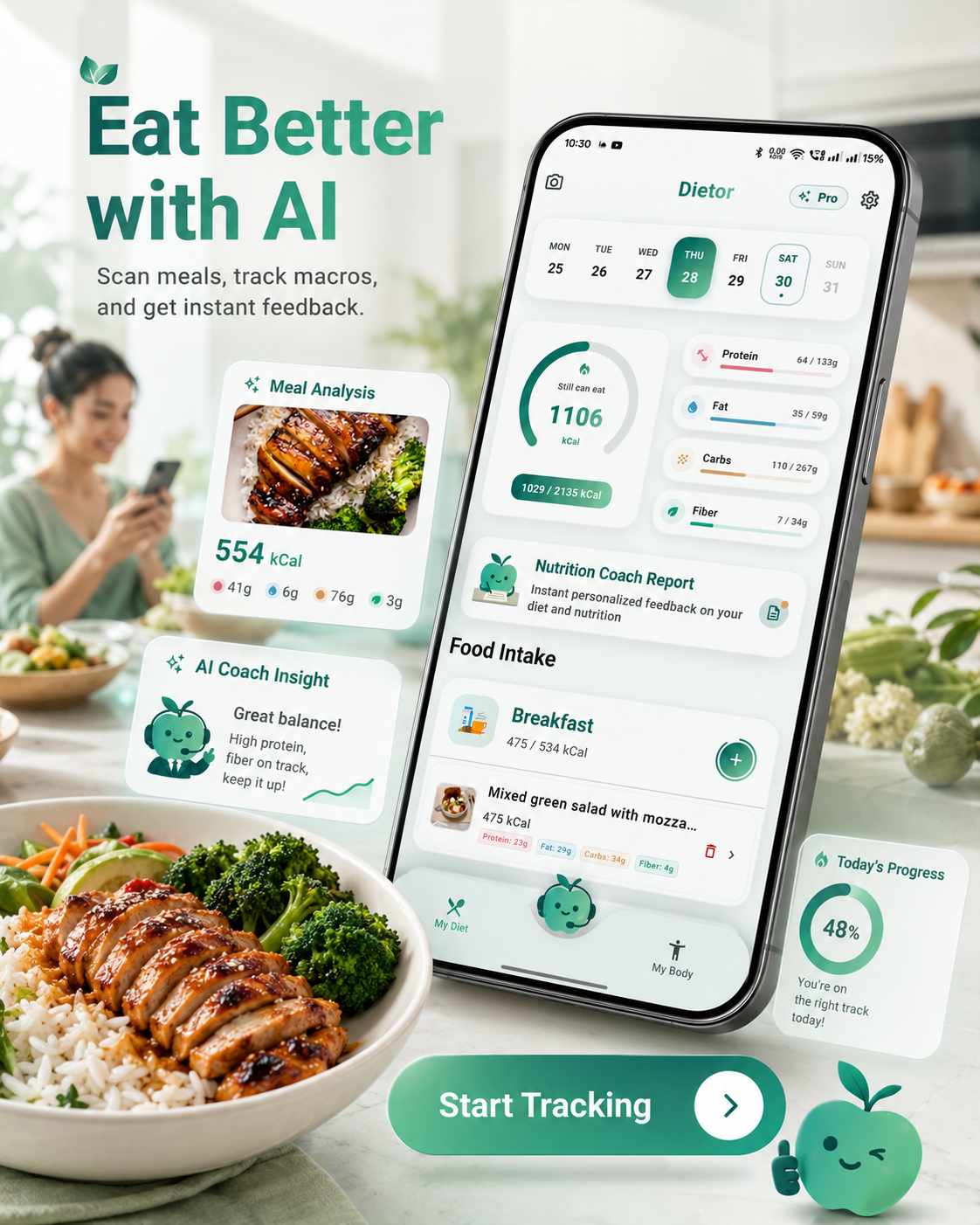 Dietor - AI Diet Tracker & Coach Facebook ad