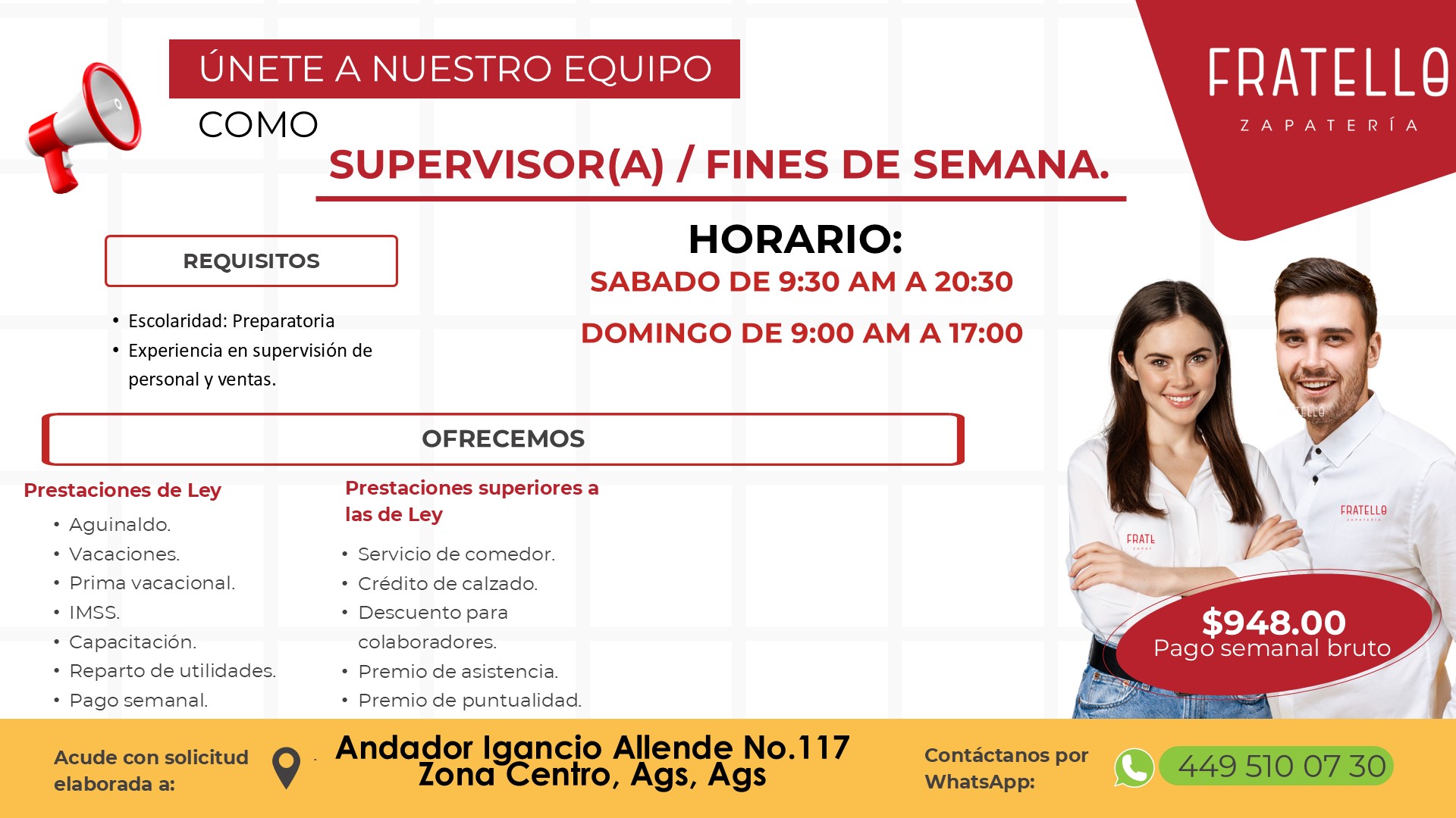 Recursos Humanos Zapateria Fratello Facebook ad: ¡Tenemos una oportunidad para ti!