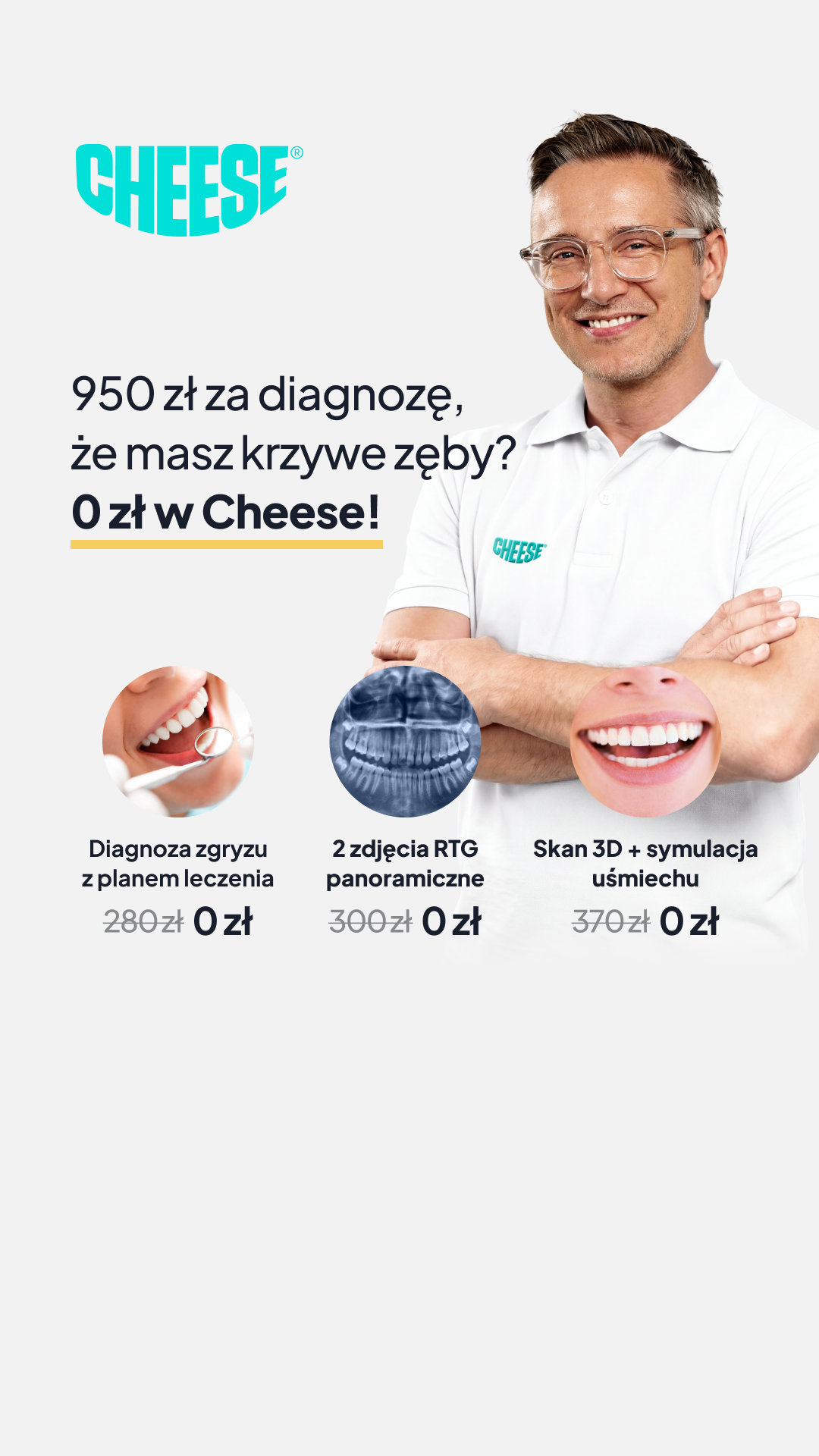 Cheese Ortodoncja Przyszłości Facebook ad: Nakładki ortodontyczne na zęby