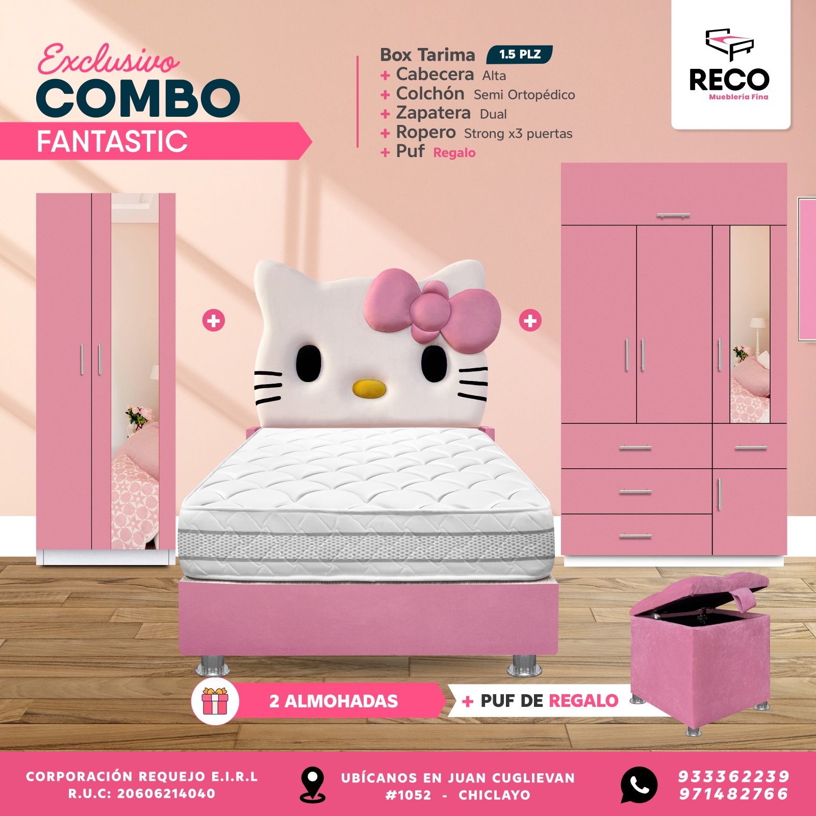 Mueblería RECO Facebook ad: Exclusivos juegos de dormitorio para tu princesa