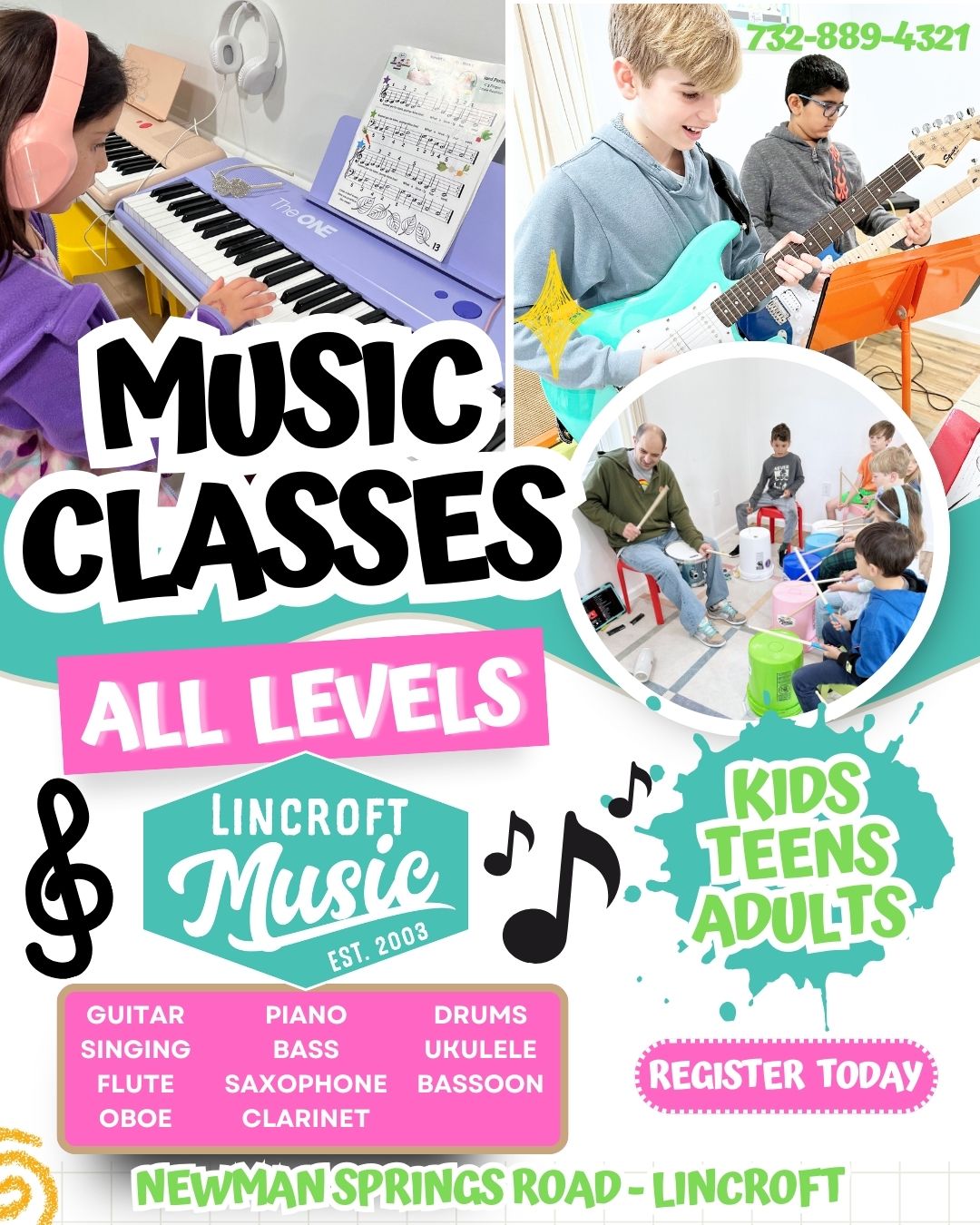 Lincroft Music Facebook ad: LINCROFT MUSIC & ARTS | Music, Art, Acting Lessons