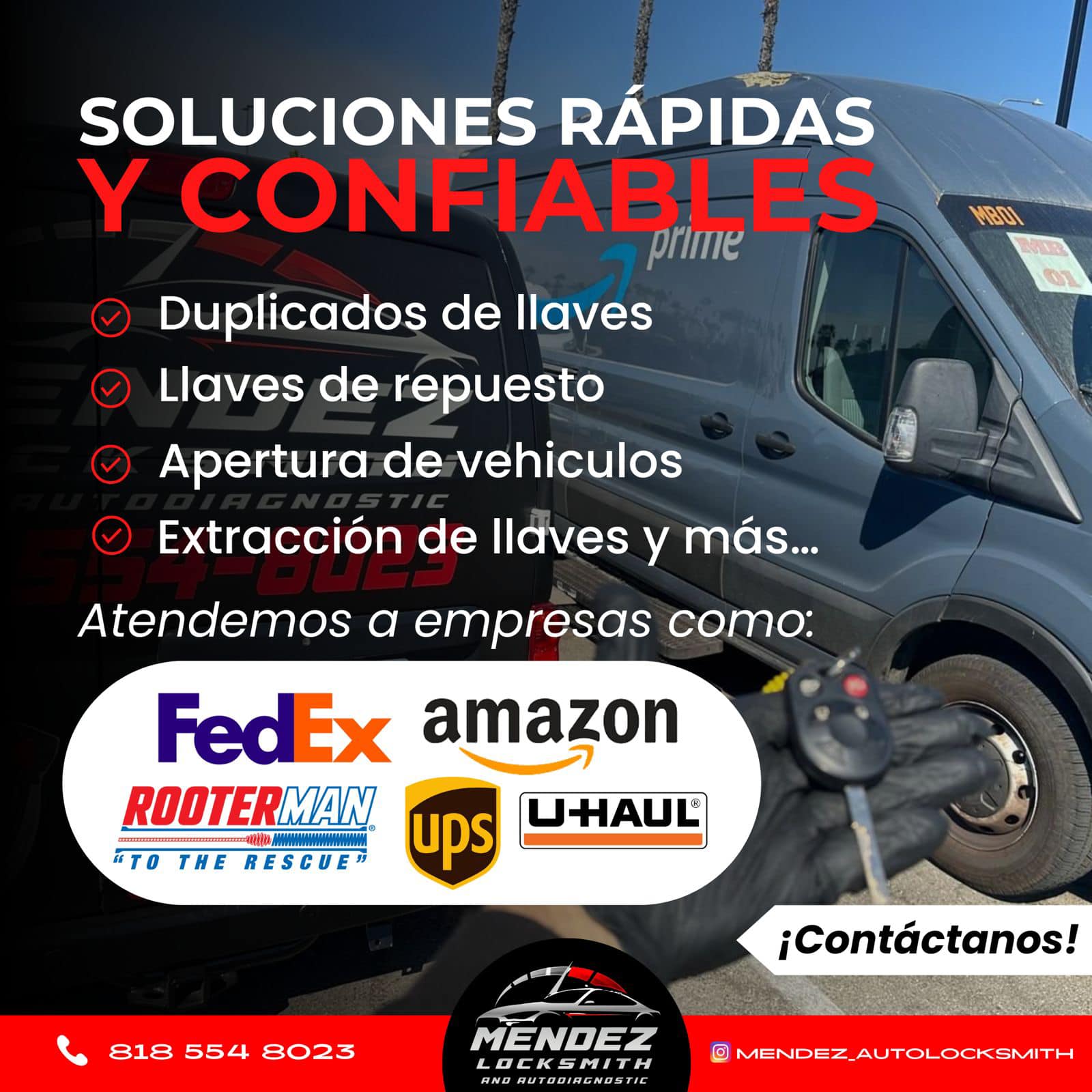 Méndez Autolocksmith and diagnostic Facebook ad: Cerrajero automotriz a domicilio, trabajamos con…