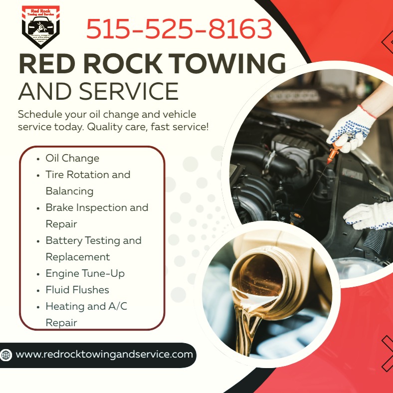 Red Rock Towing and Service LLC. Facebook ad: 24-Hour appointment guarantee.