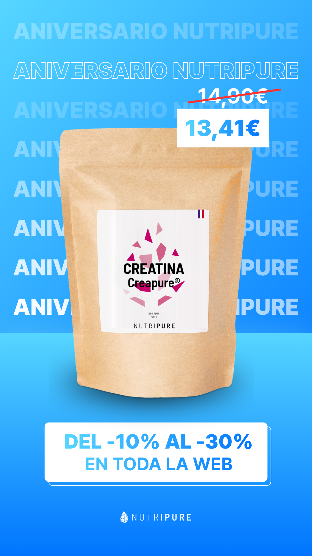 Nutripure ES Facebook ad: Aniversario Nutripure: Hasta -30%