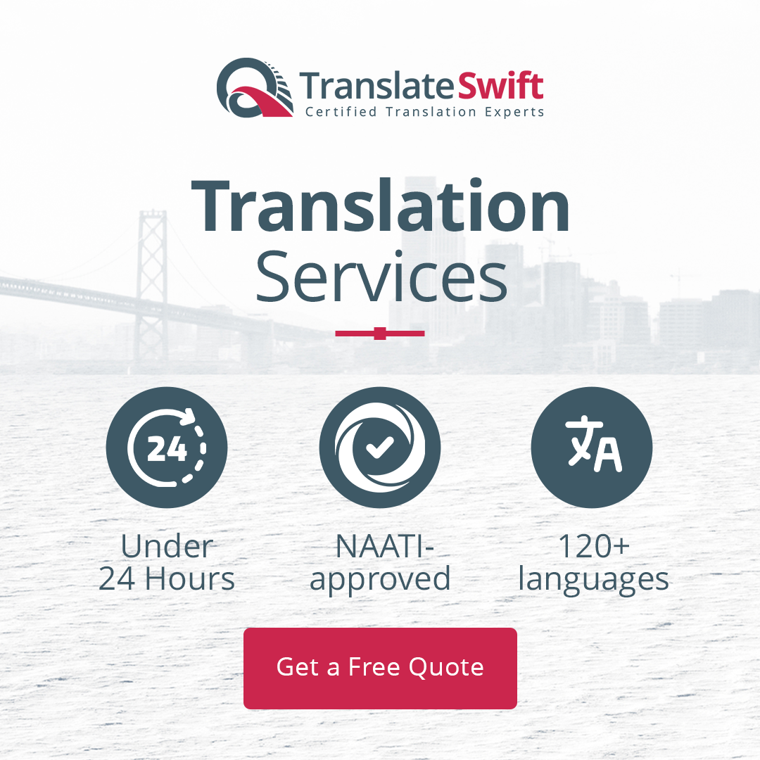 TranslateSwift Facebook ad: Certified Translations Within 12 Hours