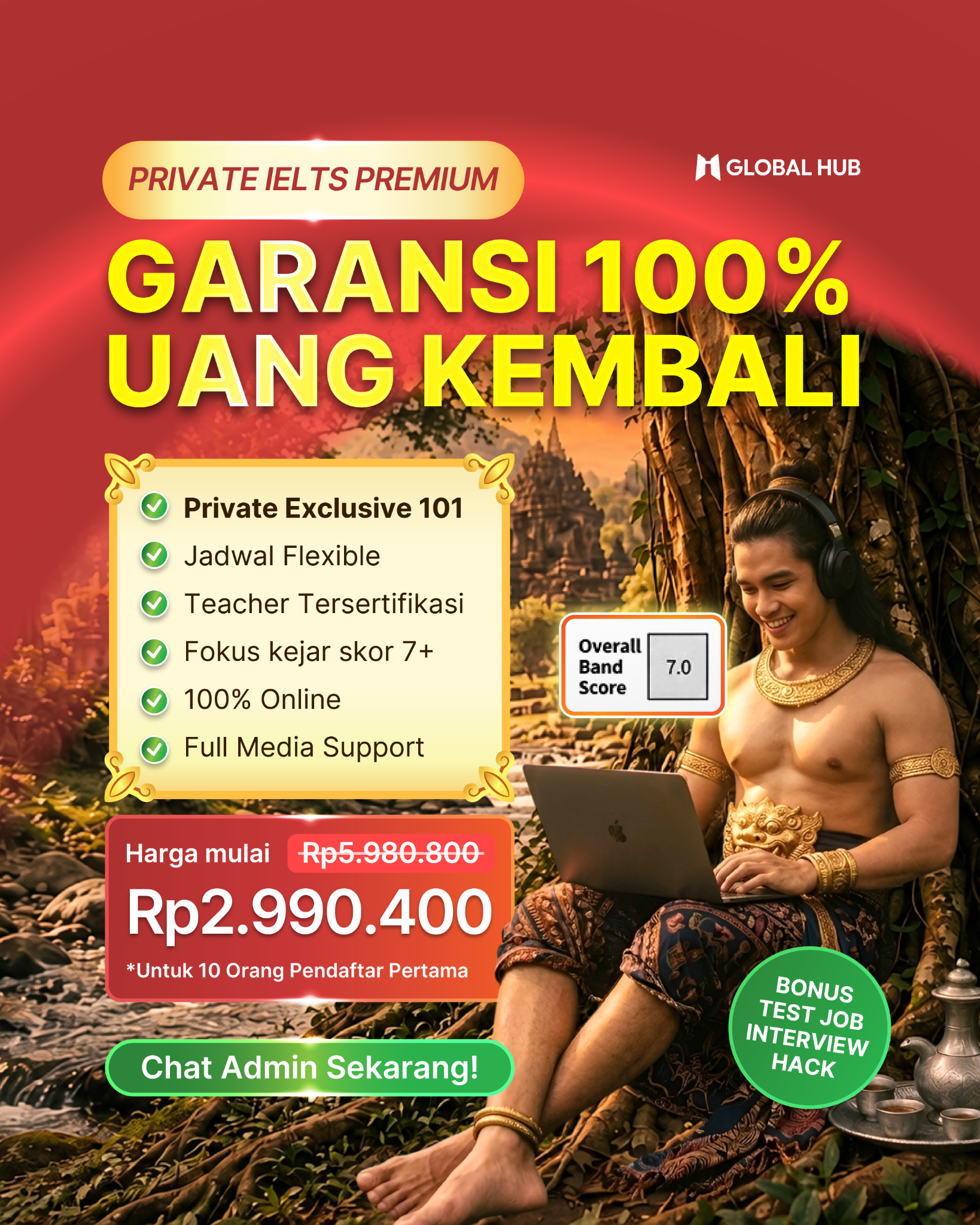 Global Hub by Englishvit Facebook ad: Target Band 7, Ada Garansinya!